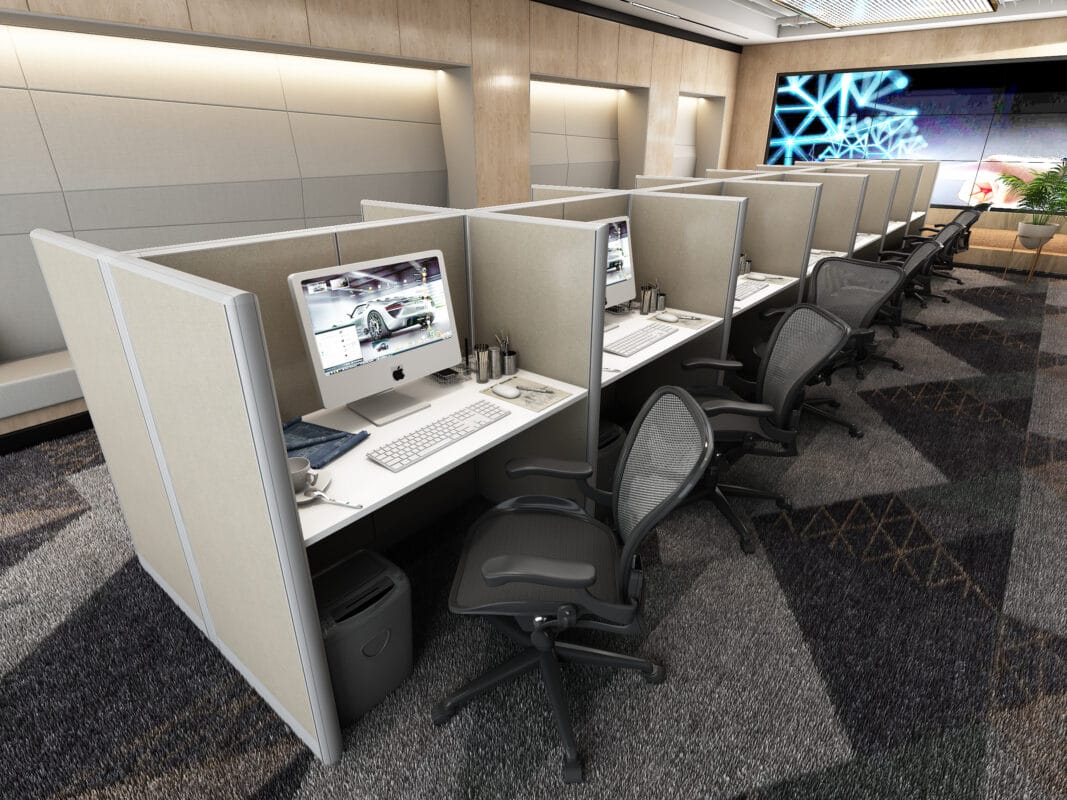 4x2 Cubicle -54″ H - 14 MAN Telemarketing Call Center Fully Fabric Workstations-U - 4x2 Cubicle -54 14