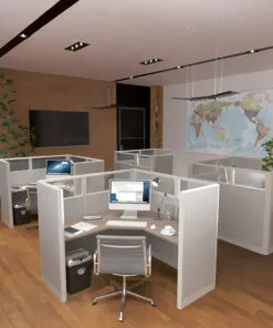 6x6 Cubicles- 51″ H- ONE MAN Glazed L Shape Office Workstations-U - 6x6 Cubicles- 51 H-