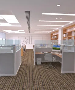 6x6 Cubicles- 63″ H- ONE MAN Glazed L Shape +12 " Frameless Glass At The Top) Office Workstations-U - 6x6 Cubicles- 63 H-