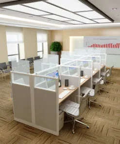 4x2 Cubicles- 63″ H - 8 MAN Glazed Telemarketing Call Center Workstations-U - 4x2 Cubicles- 63 Glazed