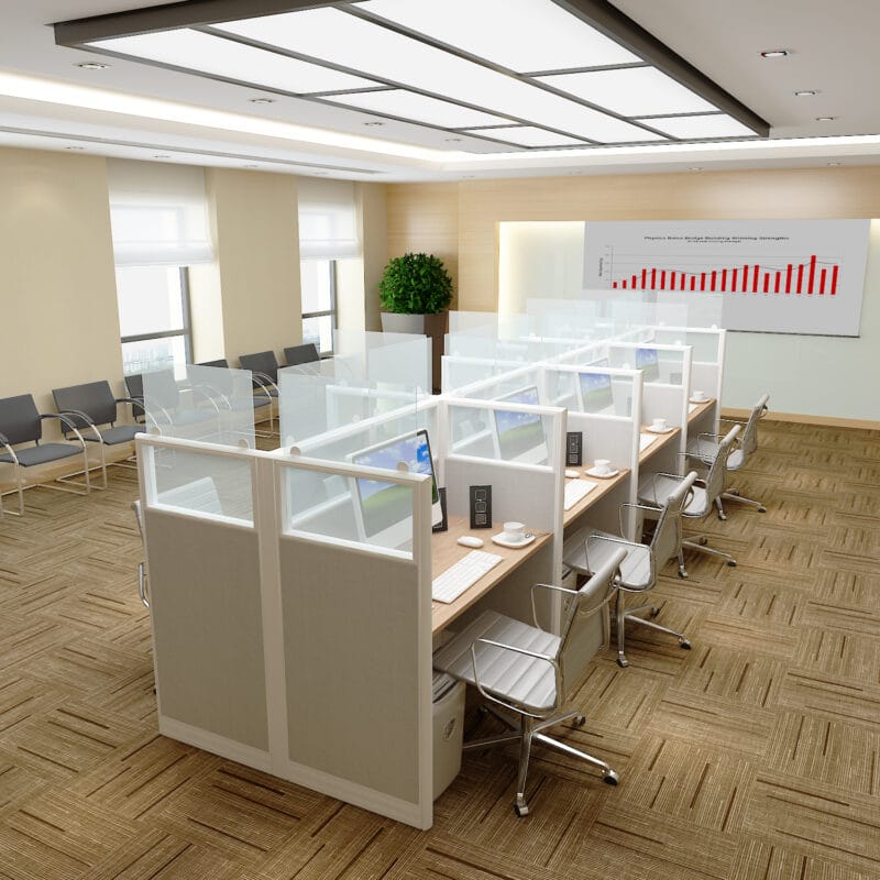 4x2 Cubicles- 63″ H - 8 MAN Glazed Telemarketing Call Center Workstations-U - 4x2 Cubicles- 63 Glazed