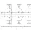 5x5 L-shape 6-person (packed) cubicle workstations – floor plan drawing with dimensions