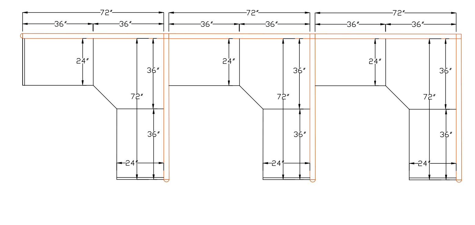 SKU-3000-6 6x6 CUBICLES-54" H- 3 MAN (PACKED) L Shape Fully Fabric Office Workstations-E - 6x6 Cubicles-54 H- Packed (view 2)