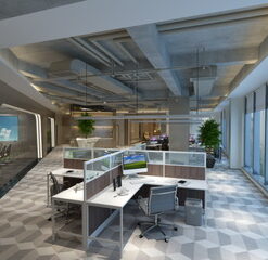 5x5 Cubicles-51″ H- 4 MAN (QUAD) Open Space Shape Glazed Office Workstations-V - 5x5 Cubicles-51 H- Quad