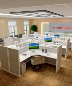 6x6 Cubicles -51″ H- 6 MAN (PACKED) L Shape Glazed Office Cubicles -U - 6x6 Cubicles -51 H-