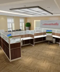 Quality 8x6 Cubicles - 51″ H - 4 (QUAD) MAN /PERSON L Shape Laminated & Glass-V - Quality 8x6 Cubicles 51