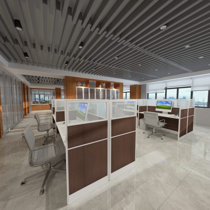 5x2 Cubicles -51″ H- 4 MAN U Shape Glazed Call Center Office Workstations-V - 5x2 Cubicles -51 H-