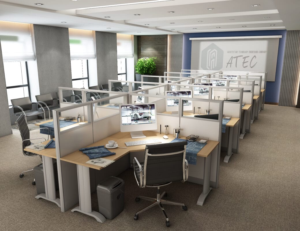 5x5 Cubicles- 54″ H- 10 MAN (PACKED) L Shape Glazed Office Workstations-E - 5x5 Cubicles- 54 H-