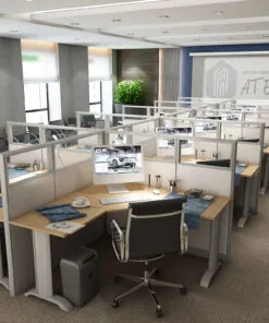 5x5 Cubicles- 54″ H- 10 MAN (PACKED) L Shape Glazed Office Workstations-E - 5x5 Cubicles- 54 H-