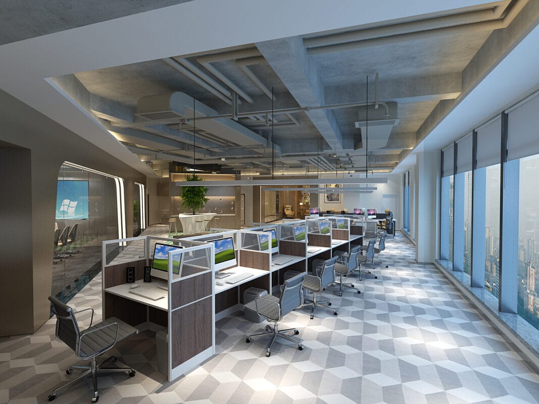 3X2 & 4x2 Cubicles -51″ H- 11 MAN U Shape Glazed Office Call Center -V - 3x2 4x2 Cubicles -51