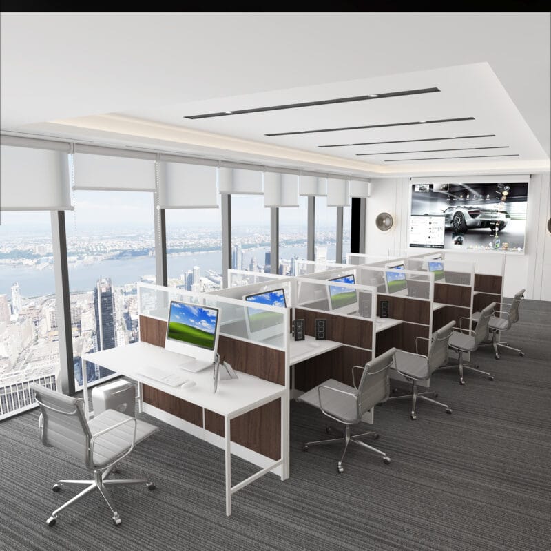 4x2 supervisor 3x3 cubicles - 4x2 supervisor & 3X3 Cubicles -51″ H- 9 MAN U Shape Glazed Office Call Center -VE Cubicles -51″