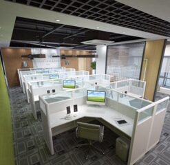 5x5 Cubicles- 54″ H- 10 MAN L Shape Glazed PACKED Office Workstations-U - 5x5 Cubicles- 54 H-