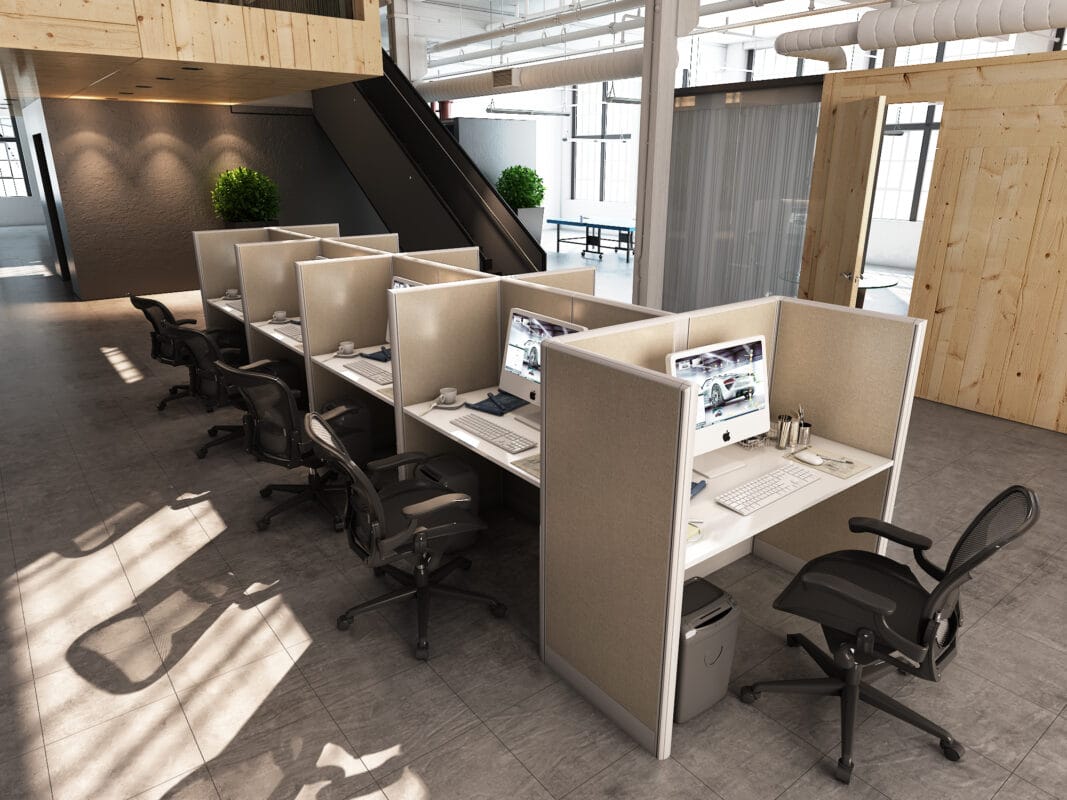 4x2 Cubicle -54″ H Fully Fabric - 9 MAN CALL CENTER CUBICLES-U - 4x2 Cubicle -54 Fully