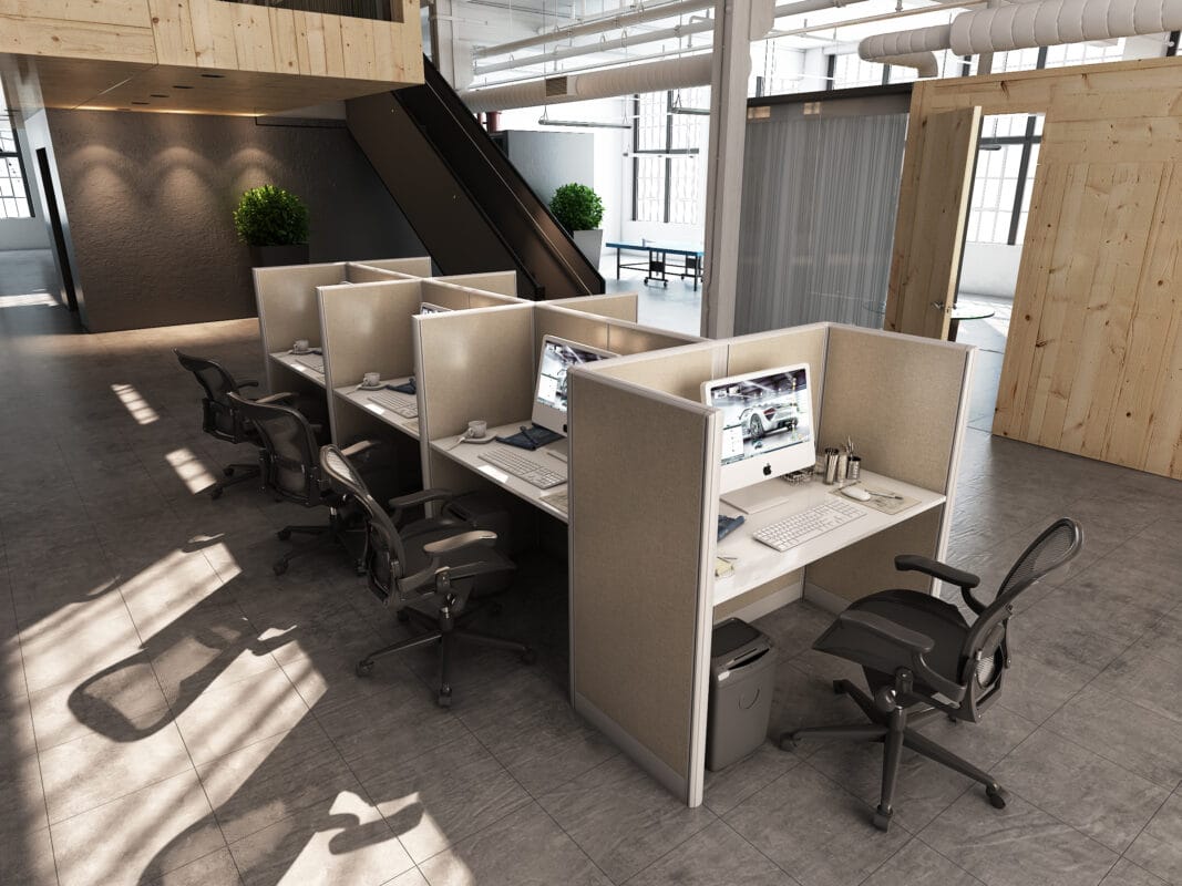 4x2 Cubicle -54″ H Fully Fabric - 7 MAN CALL CENTER CUBICLES-U - 4x2 Cubicle -54 Fully