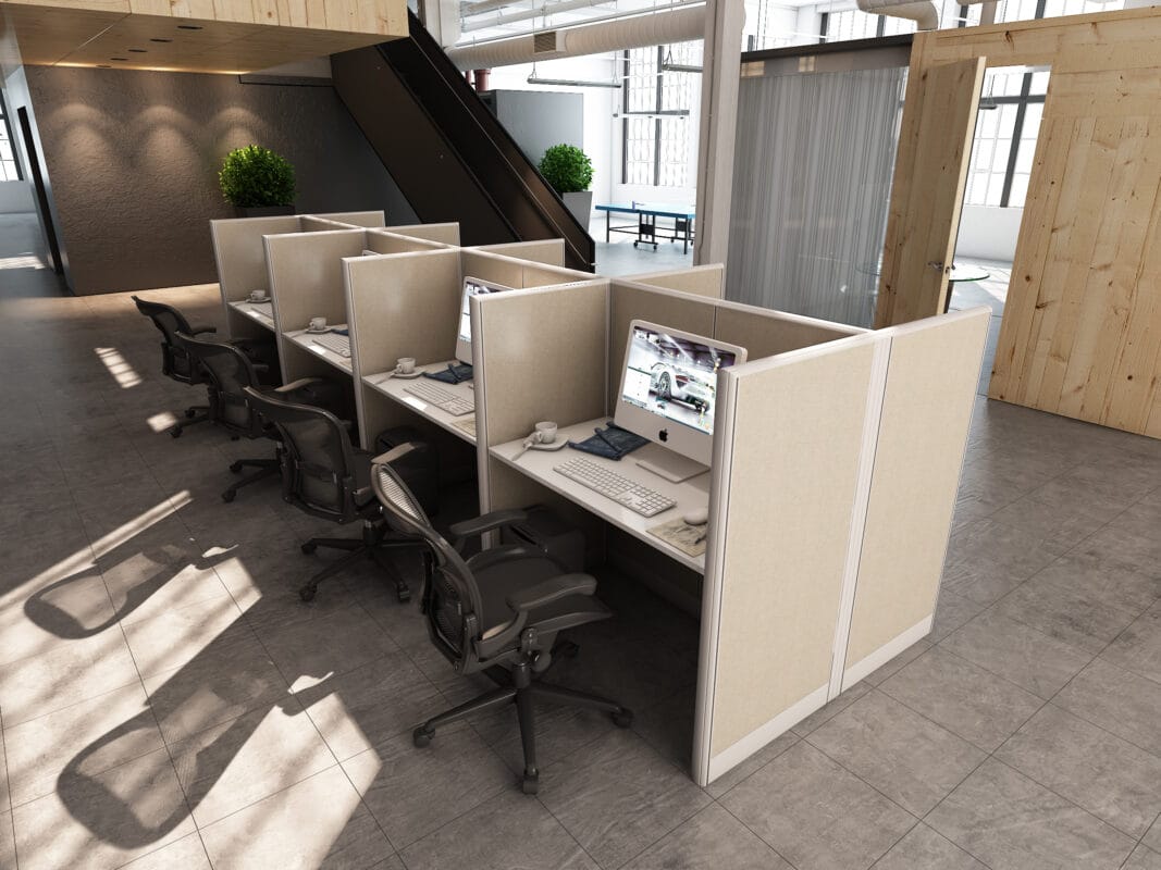 4x2 Telemarketing Cubicle -54″ H - 8 MAN Call Center Fully Fabric Workstations-U - 4x2 Telemarketing Cubicle -54