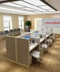 4x2 Cubicles- 51″ H- 8 MAN U Shape Telemarketing Call Center Glazed-U - 4x2 Cubicles- 51 H-