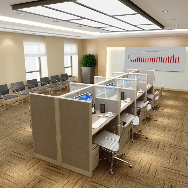 4x2 Cubicles- 51″ H- 8 MAN U Shape Telemarketing Call Center Glazed-U - 4x2 Cubicles- 51 H-