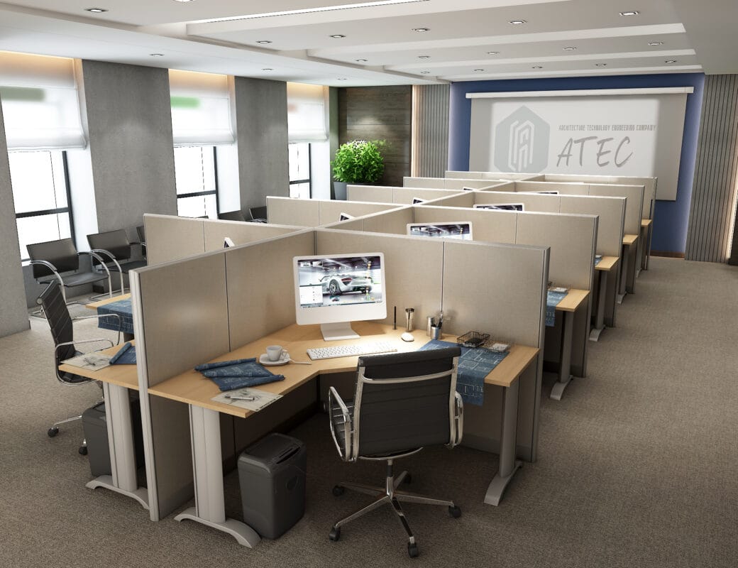 5x5 Cubicles- 54″ H- 10 MAN L Shape Fully Fabric Packed Office Workstations-U - 5x5 Cubicles- 54 H-