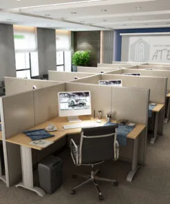 5x5 Cubicles- 54″ H- 10 MAN L Shape Fully Fabric Packed Office Workstations-U - 5x5 Cubicles- 54 H-