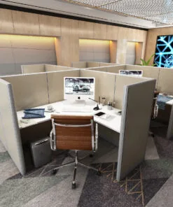 5x5 L Shape Cubicles- 54″H-4 MAN (PACKED) L Shape Fully Fabric Office Workstations-U - 5x5 Shape Cubicles- 54