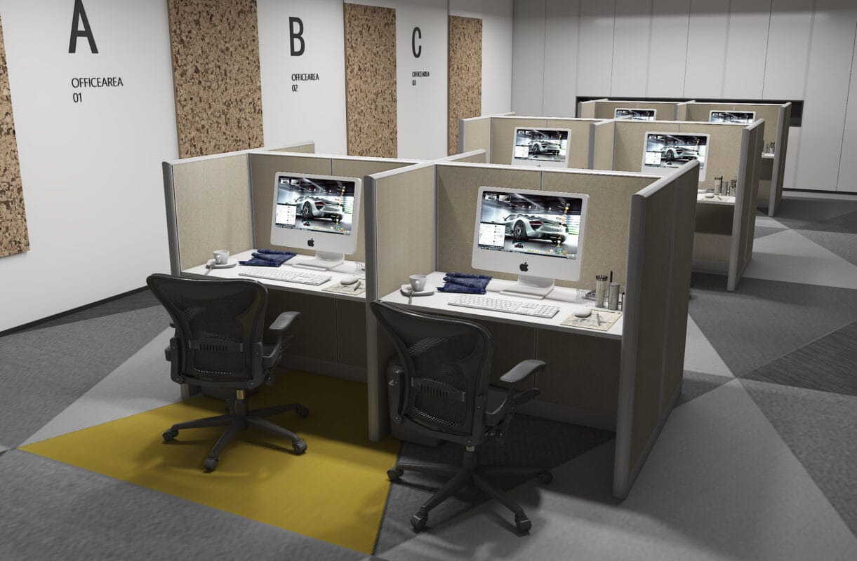 4x2 Cubicles- 54″ H- 4 MAN U Shape Telemarketing Call Center Fully Fabric-U - 4x2 Cubicles- 54 H-