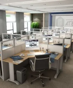 6x6 Cubicles -54″ H- 10 MAN (PACKED) L Shape Glazed Office Cubicles -E - 6x6 Cubicles -54 H-