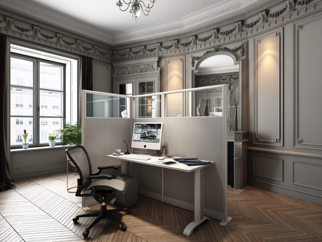 5X3 Cubicles- 51″ H- ONE MAN Glazed L Shape Office Workstations-U - 5x3 Cubicles- 51 H-