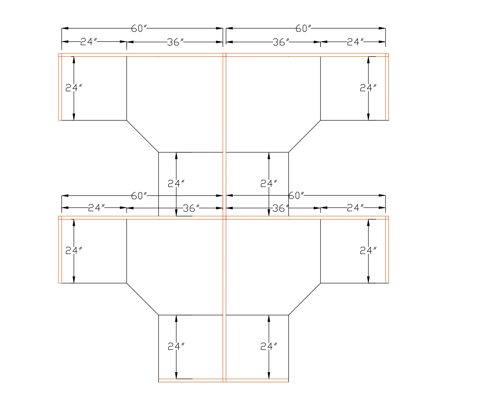 5x5 L Shape Cubicles- 54″H-4 MAN (PACKED) L Shape Fully Fabric Office Workstations-U - 5x5 Shape Cubicles- 54 (view 3)