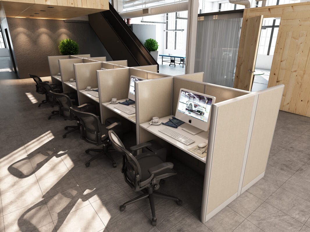 4x2 Telemarketing Cubicle -54″ H - 10 MAN Call Center Fully Fabric Workstations-U - 4x2 Telemarketing Cubicle -54
