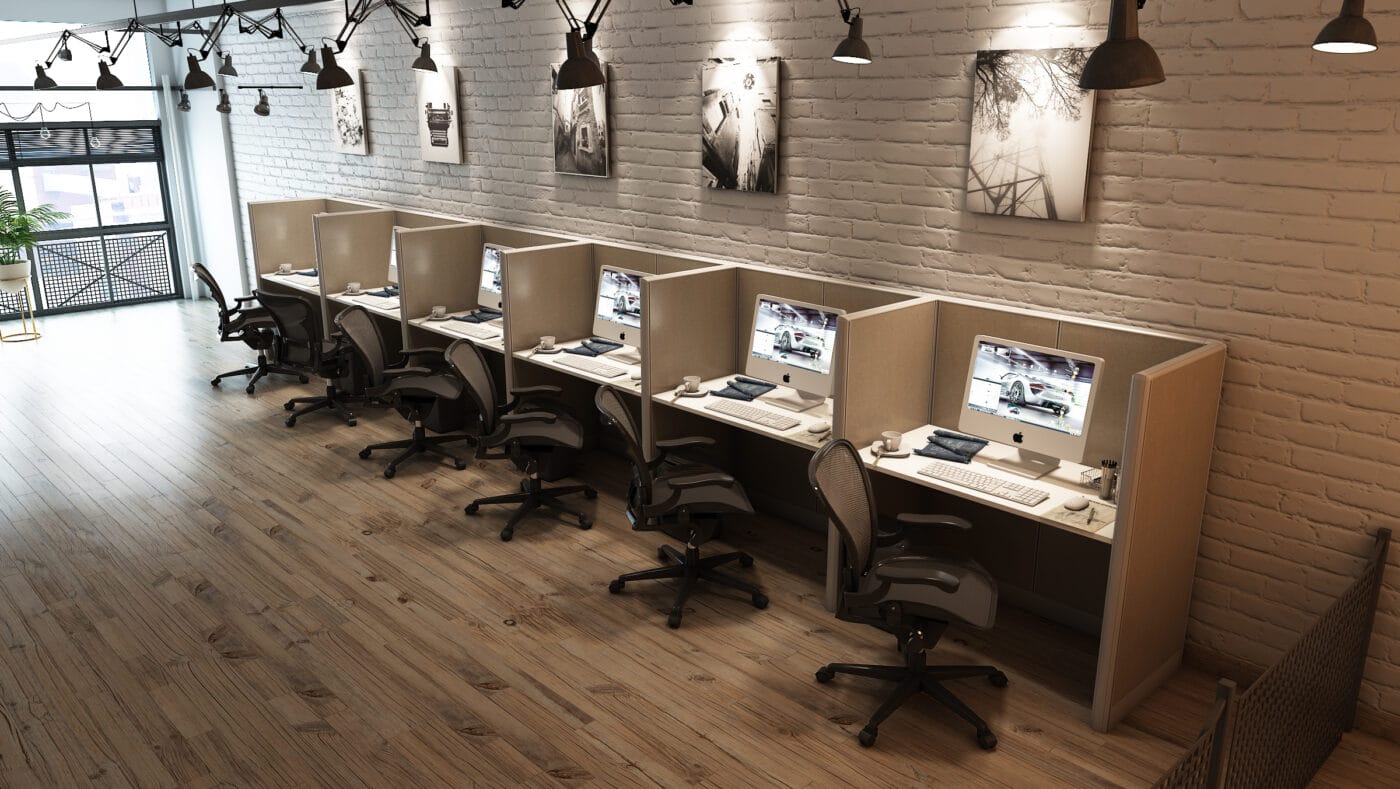 4x2 Cubicle -54″ H - 6 MAN Telemarketing Call Center Fully Fabric Workstations-U - 4x2 Cubicle -54 Telemarketing