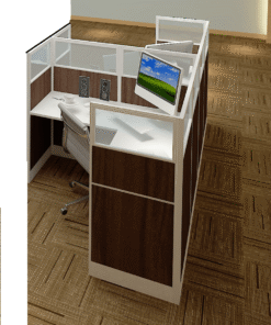 6x6 Laminated Cubicles-51″ H- 2 MAN (GLAZED QUAD) Open Space Laminated Office Workstations-V - 6x6 Laminated Cubicles-51 H-