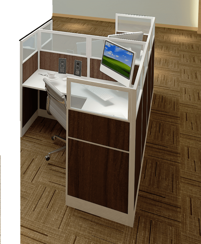 6x6 Laminated Cubicles-51″ H- 2 MAN (GLAZED QUAD) Open Space Laminated Office Workstations-V - 6x6 Laminated Cubicles-51 H-