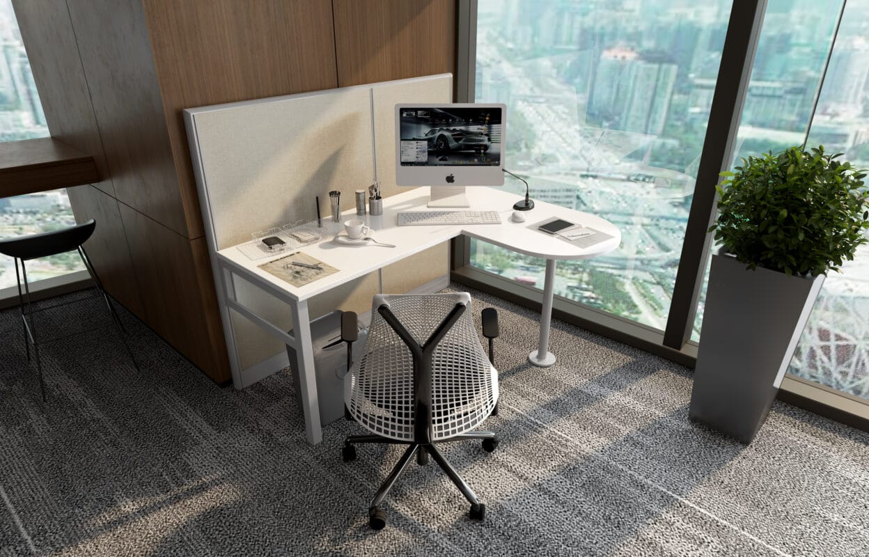 5X3 Cubicles- 54″ H- ONE MAN fully fabric L Shape Office Workstations-U - 5x3 Cubicles- 54 H-