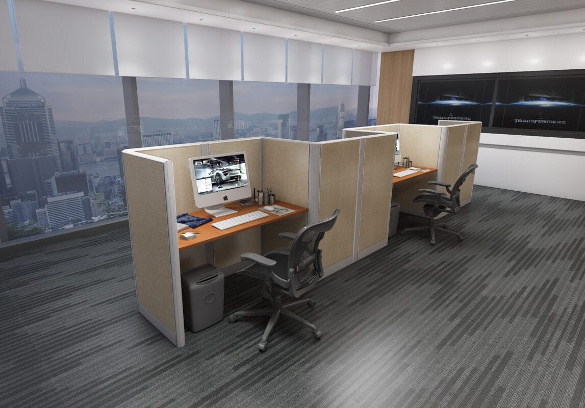 4x2 Cubicles- 54″ H- 4 MAN U Shape Telemarketing Call Center Fully Fabric-U - 4x2 Cubicles- 54 H-