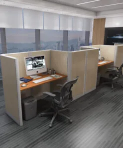 4x2 Cubicles- 54″ H- 4 MAN U Shape Telemarketing Call Center Fully Fabric-U - 4x2 Cubicles- 54 H-