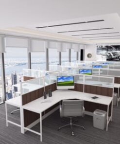 5x5 Cubicles -51″ H- 8 MAN (PACKED) L Shape Glazed Office Cubicles -VE - 5x5 Cubicles -51 H-