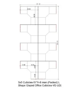 5x5 Cubicles -51″ H- 8 MAN (PACKED) L Shape Glazed Office Cubicles -VE - 5x5 Cubicles -51 H- (view 2)