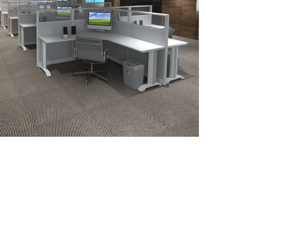 6x6 Cubicles -51″ H- 8 MAN (PACKED) L Shape Glazed Office Cubicles -E - 6x6 Cubicles -51 H-