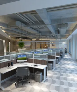 5X5 Cubicles -51″ H- EIGHT MAN U Shape glazed Office Workstations -VE - 5x5 Cubicles -51 H-