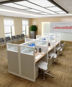 4x2 Cubicles- 51″ H -6 MAN Glazed Telemarketing Call Center Workstations-U - 4x2 Cubicles- 51 -6