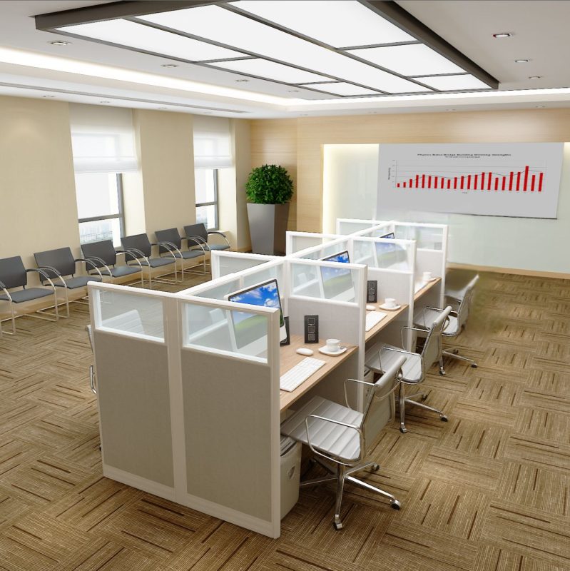 4x2 Cubicles- 51″ H -6 MAN Glazed Telemarketing Call Center Workstations-U - 4x2 Cubicles- 51 -6