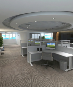 6x6 L Shape Cubicles- 51″H-4 MAN (PACKED) L Shape Glazed Office Workstations-U - 6x6 Shape Cubicles- 51