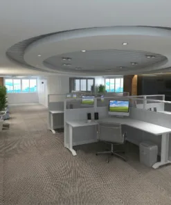 6x6 L Shape Cubicles- 51″H-4 MAN (PACKED) L Shape Glazed Office Workstations-U - 6x6 Shape Cubicles- 51