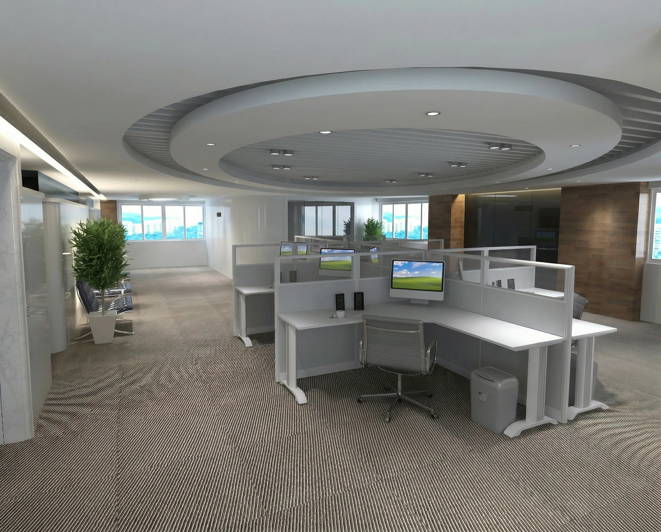 Office cubicle dimensions on a 6x6 four person workstation layout