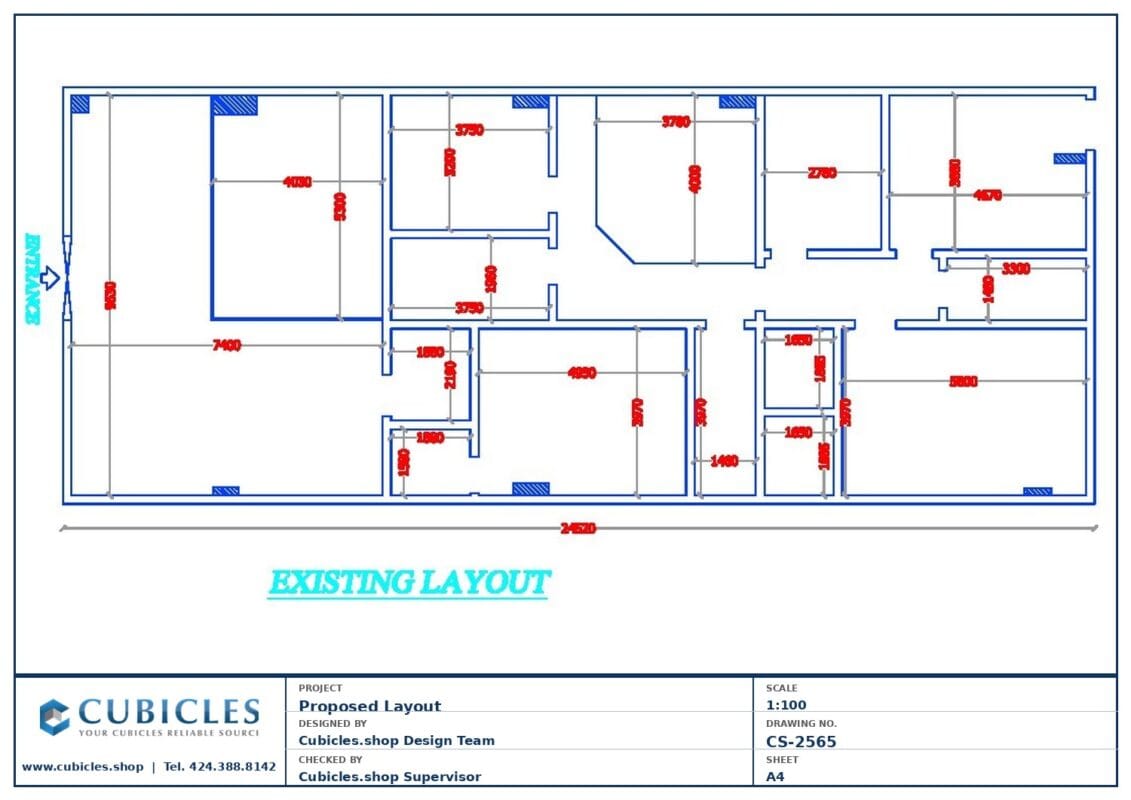 Professional office cubicle layout floor plan CS-2565 — Private Offices + Meeting Room by Cubicles.shop