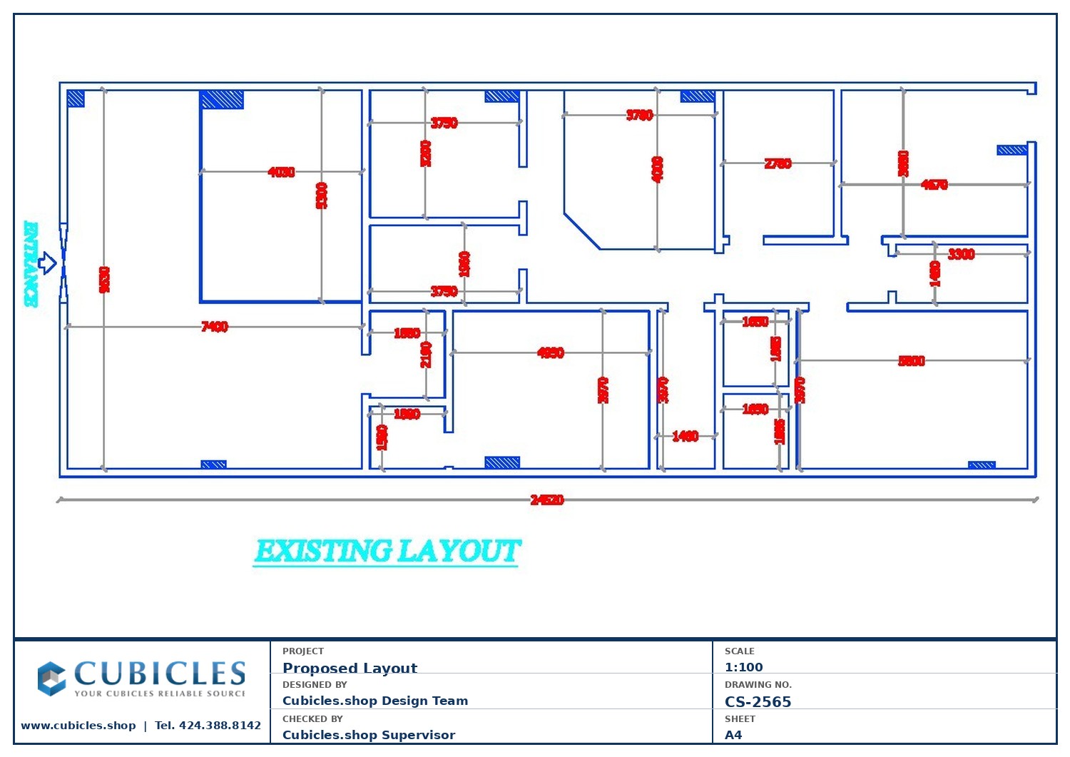 Cubicles-CS-2565 Professional office cubicle layout floor plan CS-2565 — Private Offices + Meeting Room by Cubicles.shop
