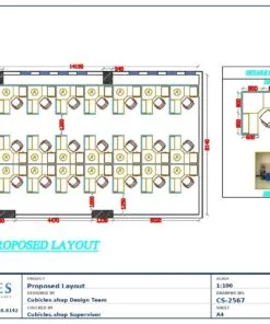 Professional office cubicle layout floor plan CS-2567 — Call Center Workstation Grid by Cubicles.shop