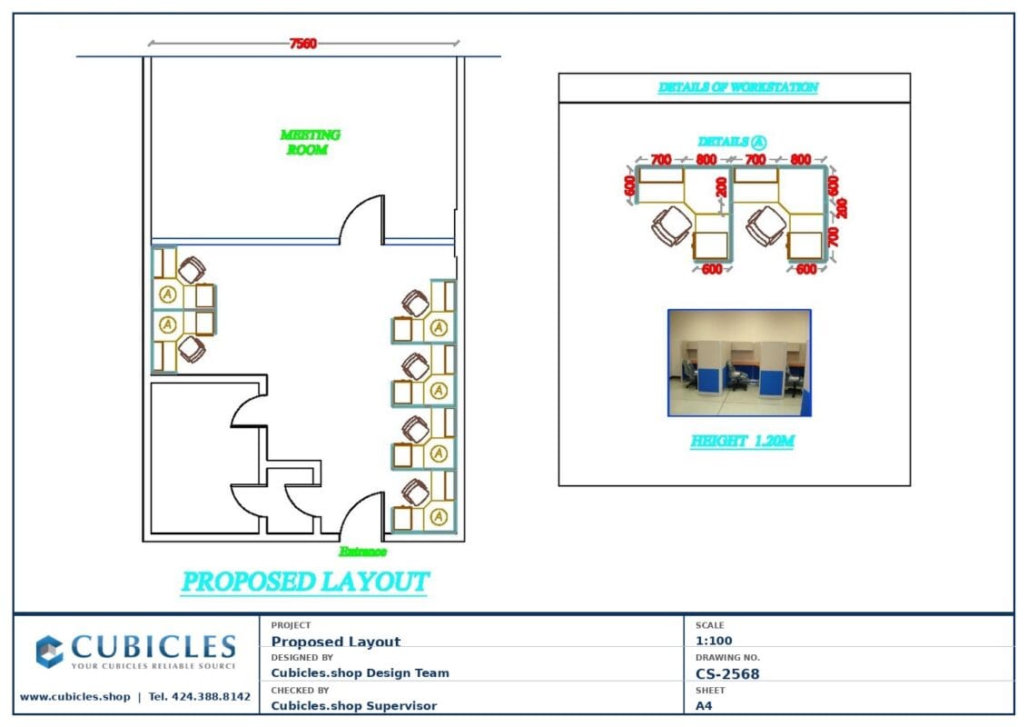 Professional office cubicle layout floor plan CS-2568 — Open Workstation Floor Layout by Cubicles.shop
