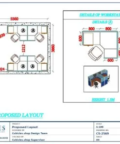 Professional office cubicle layout floor plan CS-2569 — Open-Plan Team Floor by Cubicles.shop