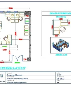 Professional office cubicle layout floor plan CS-2572 — Cluster Workstation Layout by Cubicles.shop